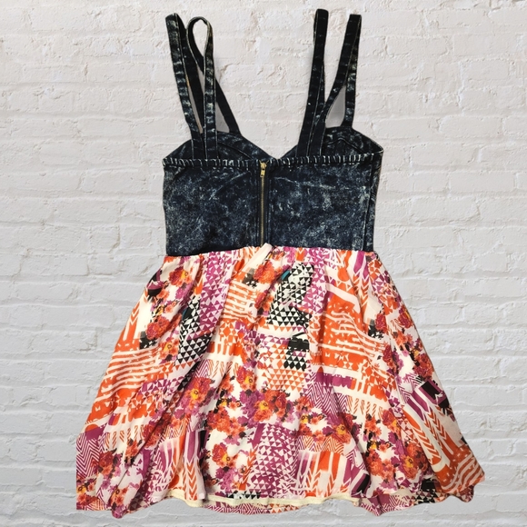 Material Girl Denim Cutout Floral Dress - Picture 2 of 6